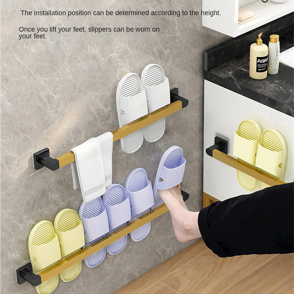 

Slippers Clip Rack Organizers Shower Shelf Wall Mounted Bath Slippers Rack Convenient Shoe Rack Shelf Bathroom Storage