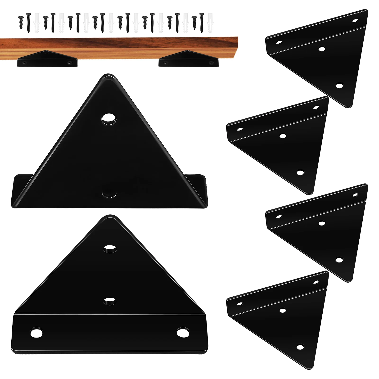 

6 Pcs Shelving Brackets Iron Triangle Shelf Floating Thicken Shelves Wall Mount