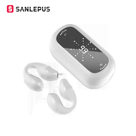 Беспроводные наушники SANLEPUS с зажимом для ушей, Bluetooth-наушники с открытым ухом, Спортивная гарнитура с костной проводимостью, TWS-наушники с микрофоном, HD-вызовы