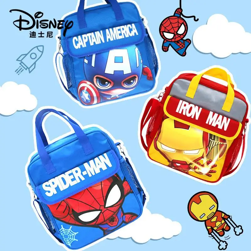 

Disney Primary School Tutorial Bag Children's Handbag Multi-functional Large Capacity Portable File Bag Marvel Iron Man Princess