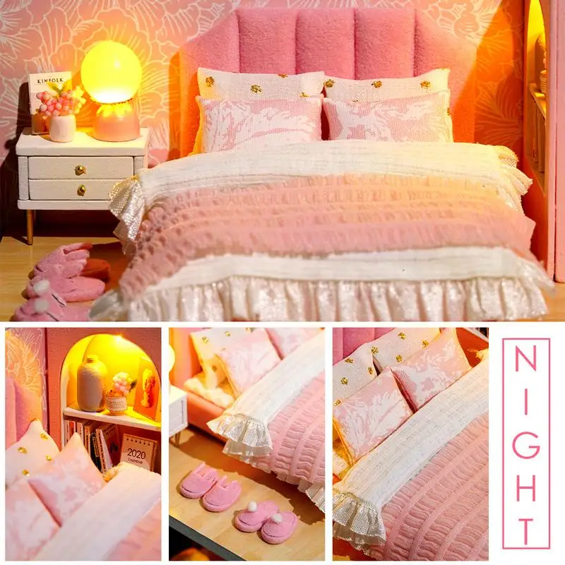 

Набор миниатюрного кукольного домика «сделай сам», набор 3D миниатюрной мебели с музыкой, искусственными фонарями, кукольный домик, игрушки ...