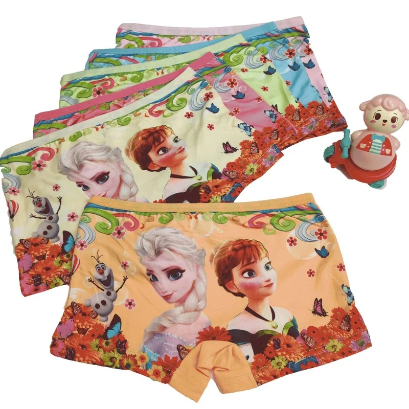 

5Pcs Frozen Elsa Princess Girl Kids Underwear for Girls Cartoon Print Summer Modal Cute Pink Panties Soft Boxer Shorts