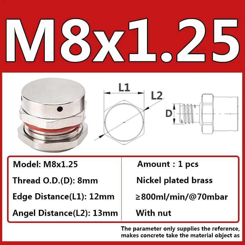 1 шт. с гайкой, металлическая водонепроницаемая вентиляционная заглушка M5 M8 M10 M12 M16 M18 M20, никелированная латунь, винт с защитными дыхателями, вентиляционные клапаны