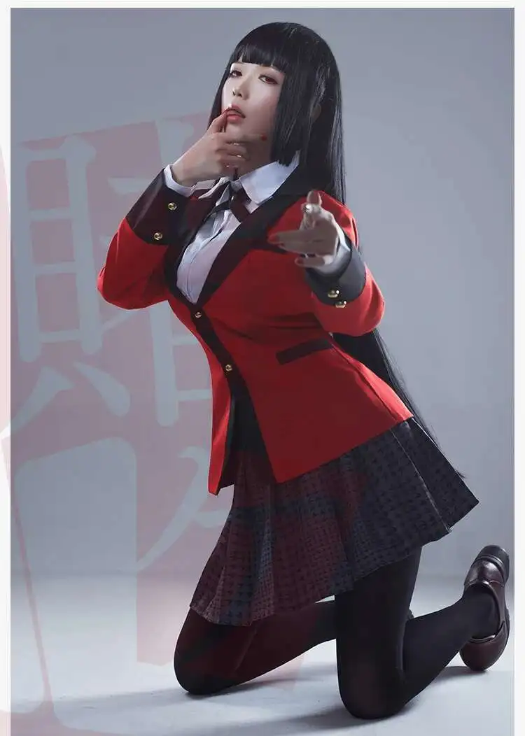 Фото Аниме Kakegurui Yumeko Jabami Косплей Костюм Японская школьная форма Хэллоуин Косплей Женская одежда №4