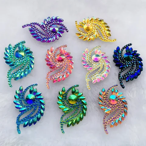 25*43mm 8pcs Crystal Stones rotund Strass + ochi de cai rășină cusut pe strasuri de nuntă aplicare -A80