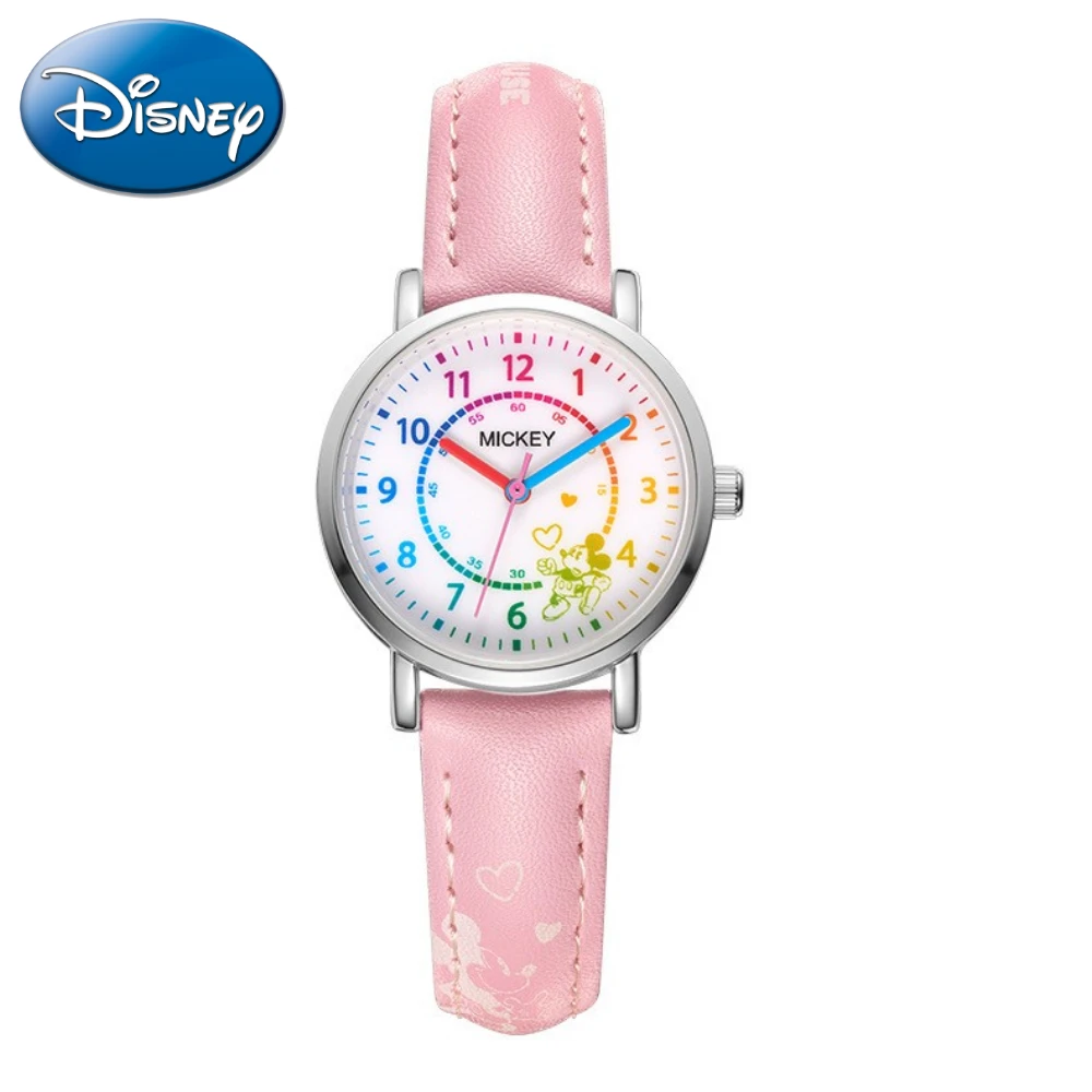 Disney Gift With Box Cute Rainbow Gradient Waterproof Fashion Mickey Girl Student Quartz Watch Zegarek Relojes Sumergibles enlarge