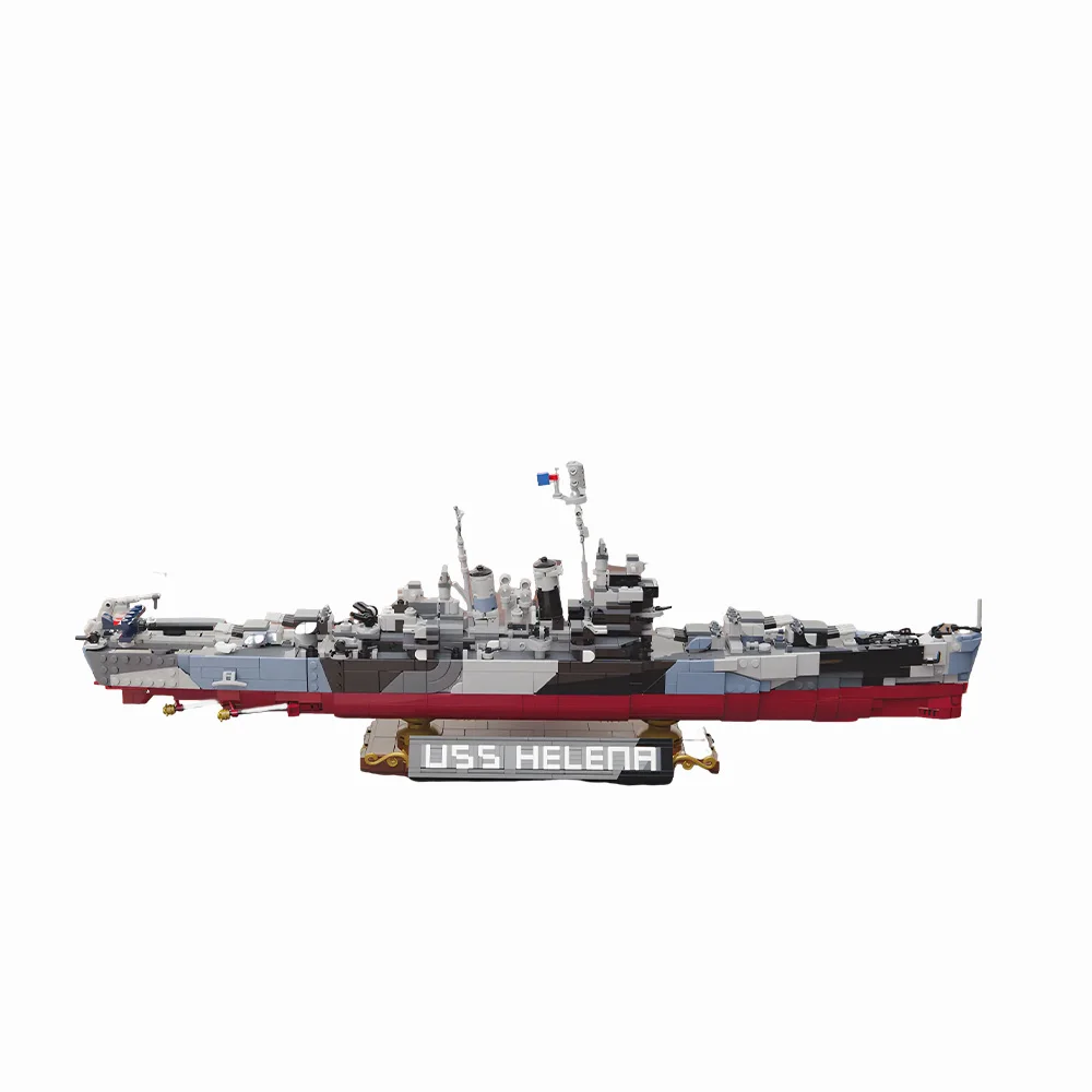 Фото Конструктор MOC USS Helena CL-50: Модель военного корабля класса Бруклин, легкий крейсер, масштаб 1:31, камуфляж, подарок для взрослых №4