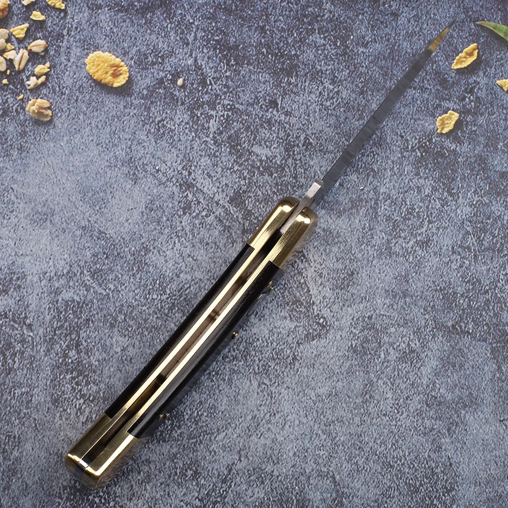 Складной нож из латуни с деревянной ручкой 440C | Инструменты