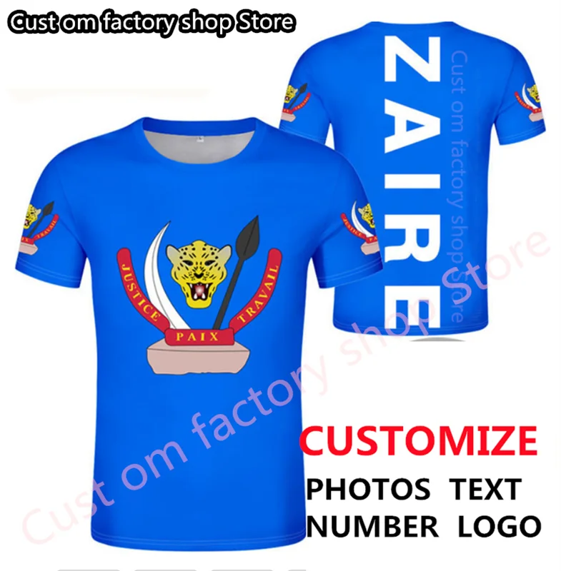 

Popular Men/women hot sale ZAIRE t shirt nation flag congo country french republic text print photo clothes 5XL