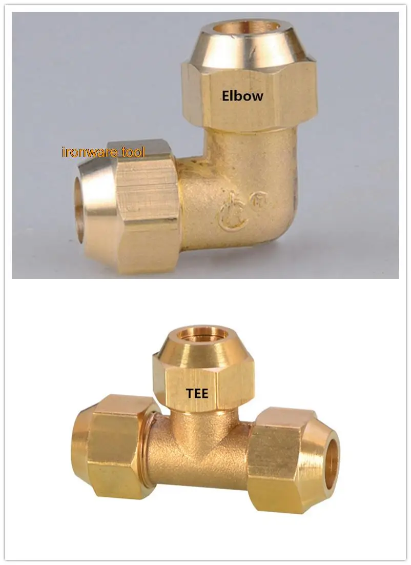 

1PCS Brass fitting Flaring Elbow/Tee joint 6MM 8MM 10MM 12MM Air-conditioning refrigeration accessories