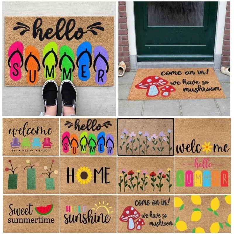 

Summer Holiday Floor Doormat Flip Flops Welcome Mat for Entrance Door Entryway Foot Mat Rugs Bathroom Home Decorations
