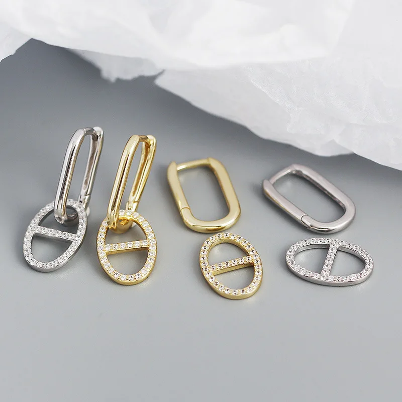 CARLIDANA High Quality Gold Color Stainless Steel Zircon Pig Nose Clip On Hoop Earrings Luxury Jewelry for Women Party Gifts