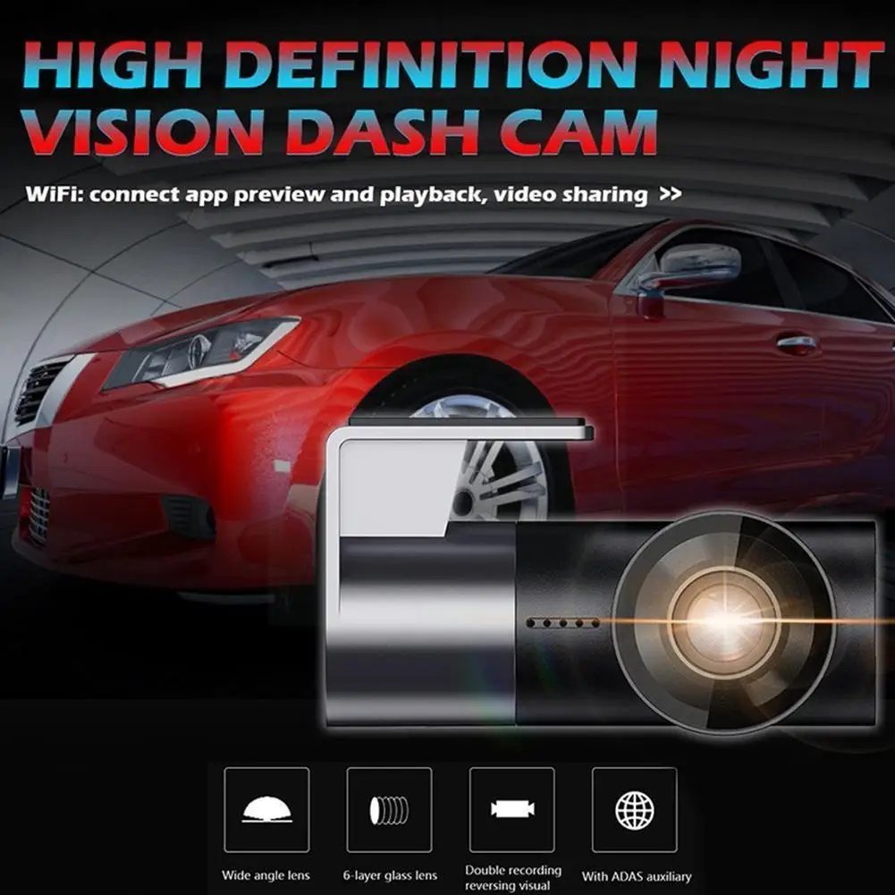 

Автомобильный видеорегистратор со скрытой камерой HD 1080P, USB, WiFi, цифровое видение, угол обзора 170 °