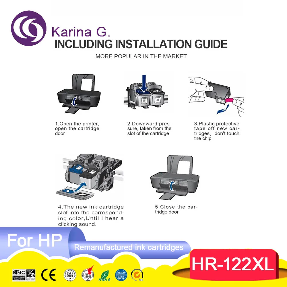 122 XL 122XL восстановленный цветной струйный картридж Cartucho для HP122 HP122XL HP Deskjet 1510 3510 45005530 принтера (art.: 3920cd91039fc) - 3920cd91039fc