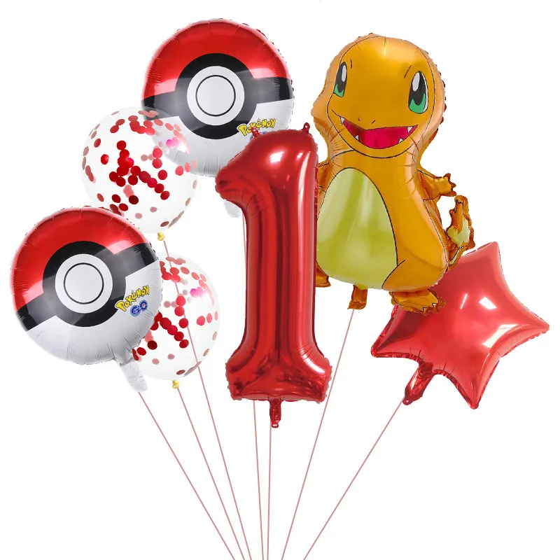 

7pcs Pokemon Party Balloon Cartoon Pikachu Squirtle Number Balloon for 1 2 3 4 5 6 7 8 9 Years Kids Baby Birthday Decor Supplies