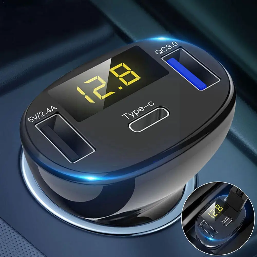 

DC 12V QC3.0 QC Type C PD USB Type Multi Volt Voltage Meter Charger Monitor Dual USB Digital Display For Car Fast Chargring W2M7