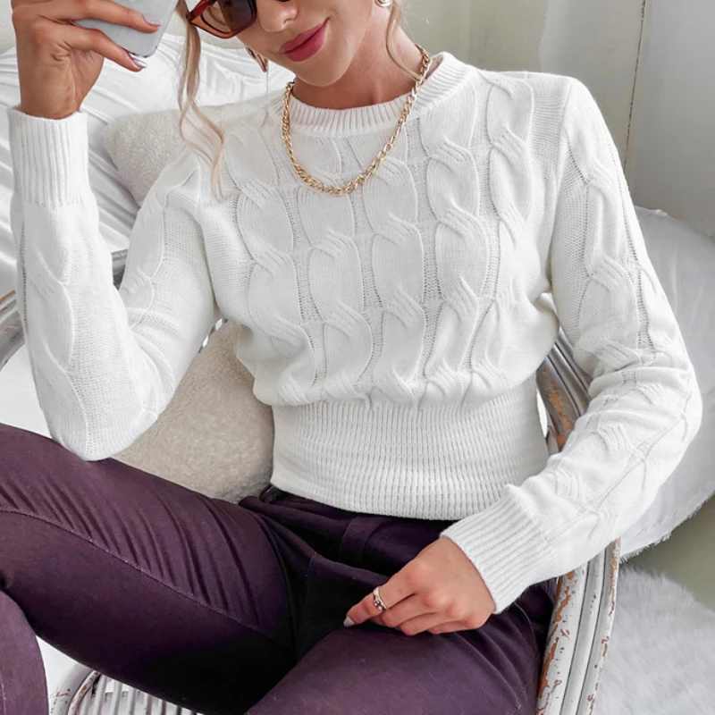 

2021 autumn/winter cross-border dedicated to Amazon ebay retro short twist sweater striped bottoming shirt knitting, hai,0102-25