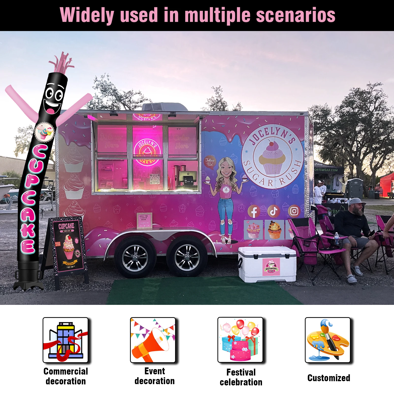 Высокий надувной кекс2 танцующий парень 6/10/15/20 футов для наружного украшения