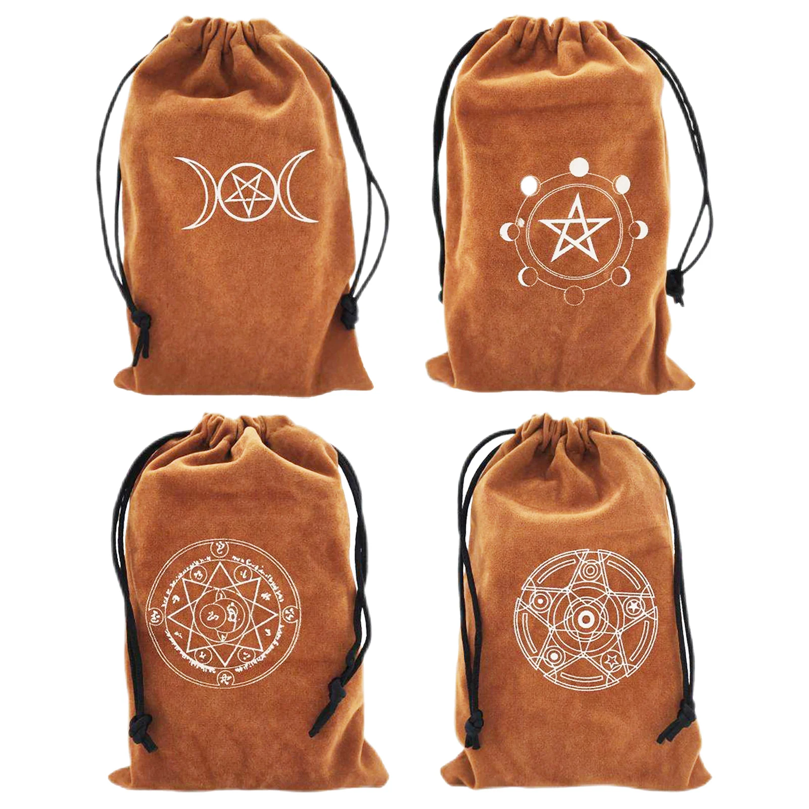 Moon Star Printed Tarot Bag Storage Pouch with Drawstrings for Tarot Enthusiasts Velvet Pouch for Tarot Card Runes Storage