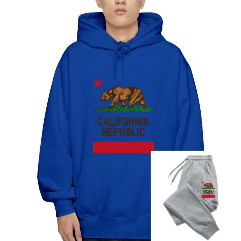 

California State Flag Republic Bear Los Angeles Sacramento San Francisco Cartoon Pullover men Unisex New Fashion Pullover