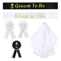 1pcs wedding party bridal hair accessories white veil shoulder strap badges bridal shower bachelorette party decoration supplies