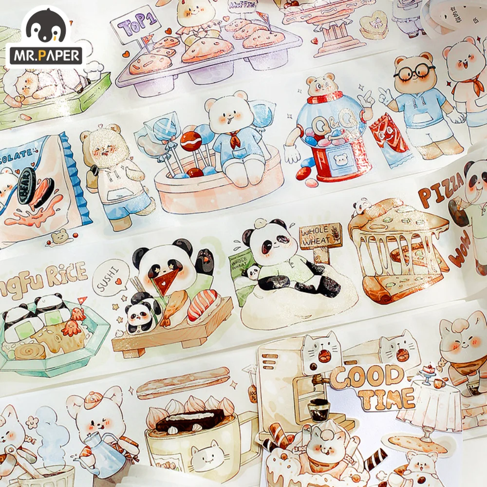 

Mr. Paper 4 Styles 500cm/roll Kawaii Animal Tape Creative Bear Lamb Panda Hand Account Material Decoration Washi Tape