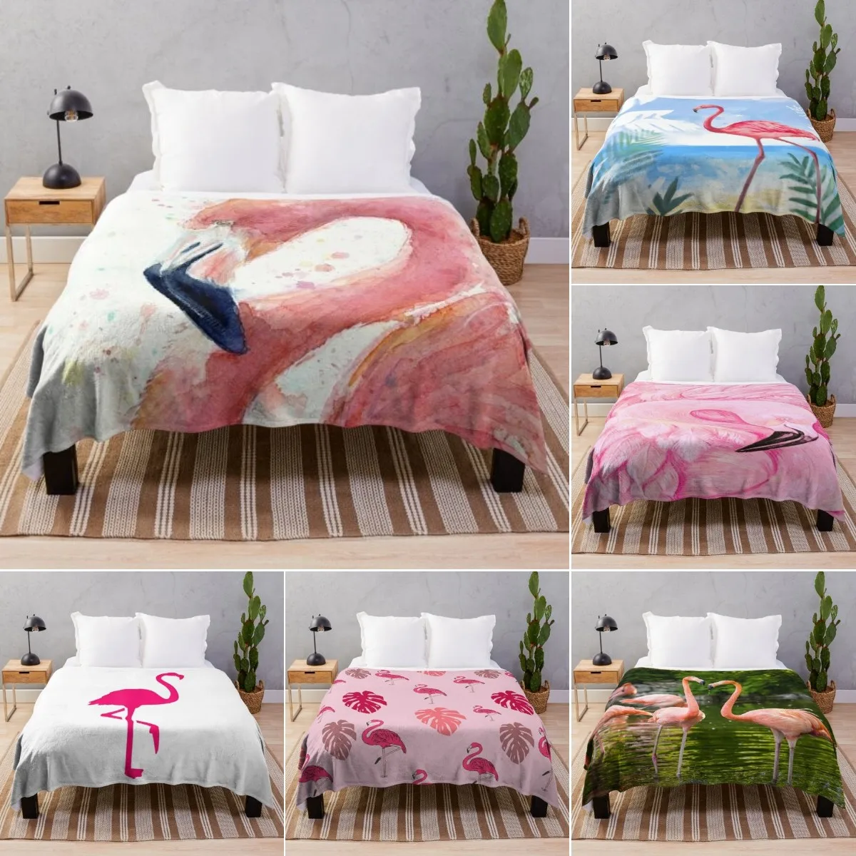 

Flamingo Bird Pink Red Wild Animals Flannel Throw Blanket for Sofa Bed Couch Comfortable Warm Lightweight King Queen Full Size