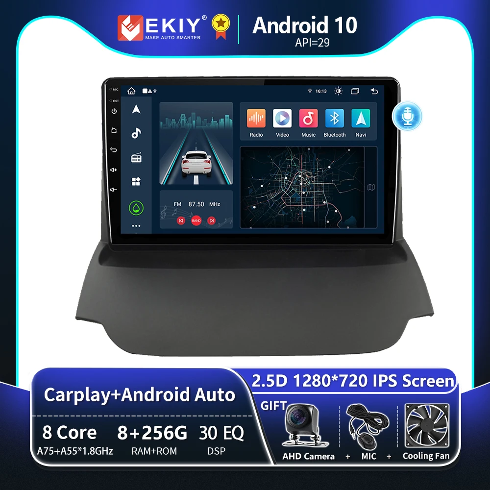 EKIY T8 Ford Ecosport 2013-2017 için araba radyo GPS Android multimedya 1280*720 IPS navigasyon otomatik Stereo carplay BT hiçbir 2 Din DVD