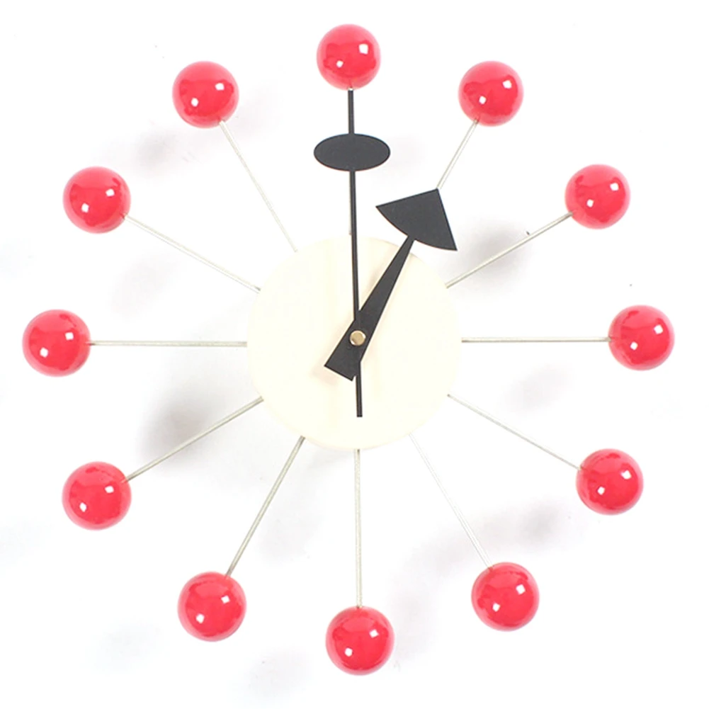 

Quiet Round Ball Wood Wall Clock Home Decor Modern Design Clocks for Living Room Decoration Accessories with Movement,E