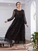toleen elegant women plus size large maxi dresses 2022 spring black leopard slim long oversized evening party festival clothing