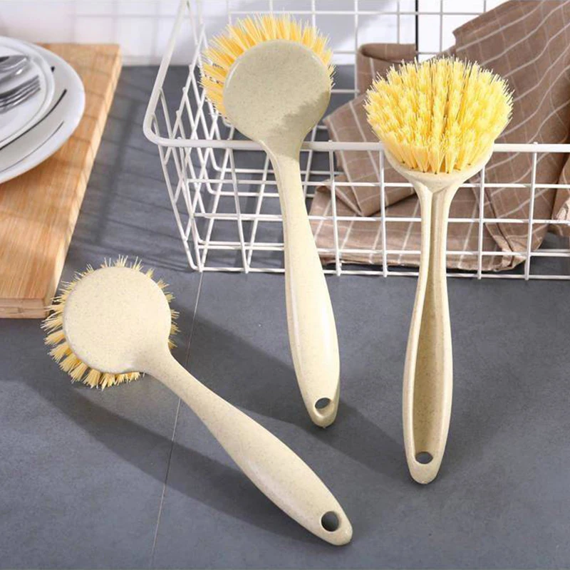 10pcs/set Kitchen Nylon Hangable Dishes Pot Cleaning Brushes with Long Handle