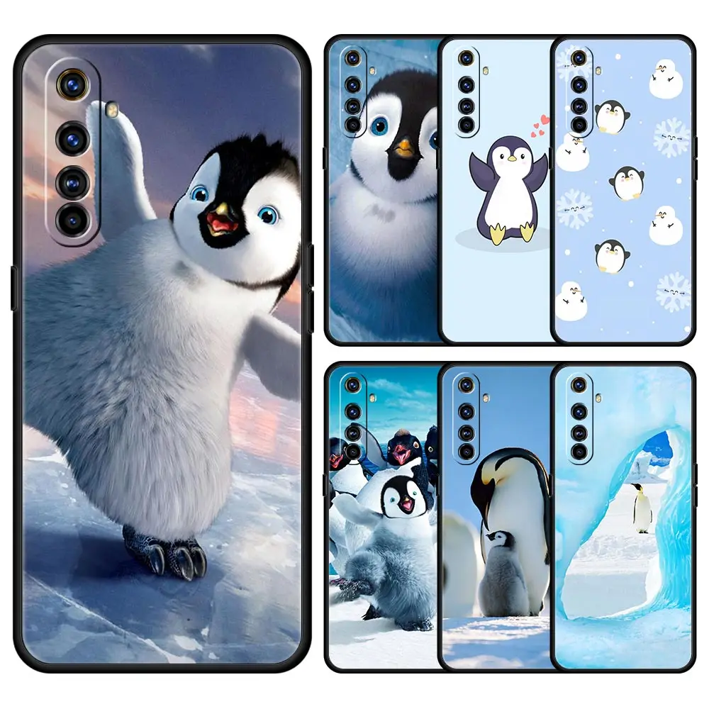 

Cute Lovely Penguin For Realme 8 7 6 Pro C21 C3 C11 Black Phone Case Oppo A53 A52 A9 A54 A15 A95 Reno7 SE Reno6 Pro 5G Z Cover