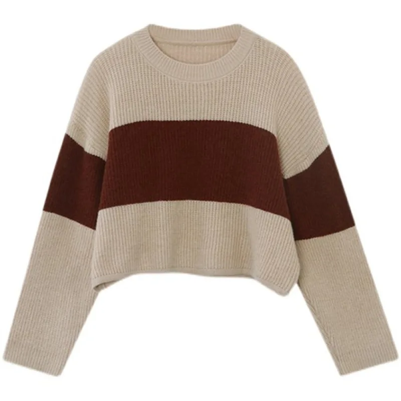 2024 Новый женский короткий свитер свободного и ленивого стиля на весну осень зиму