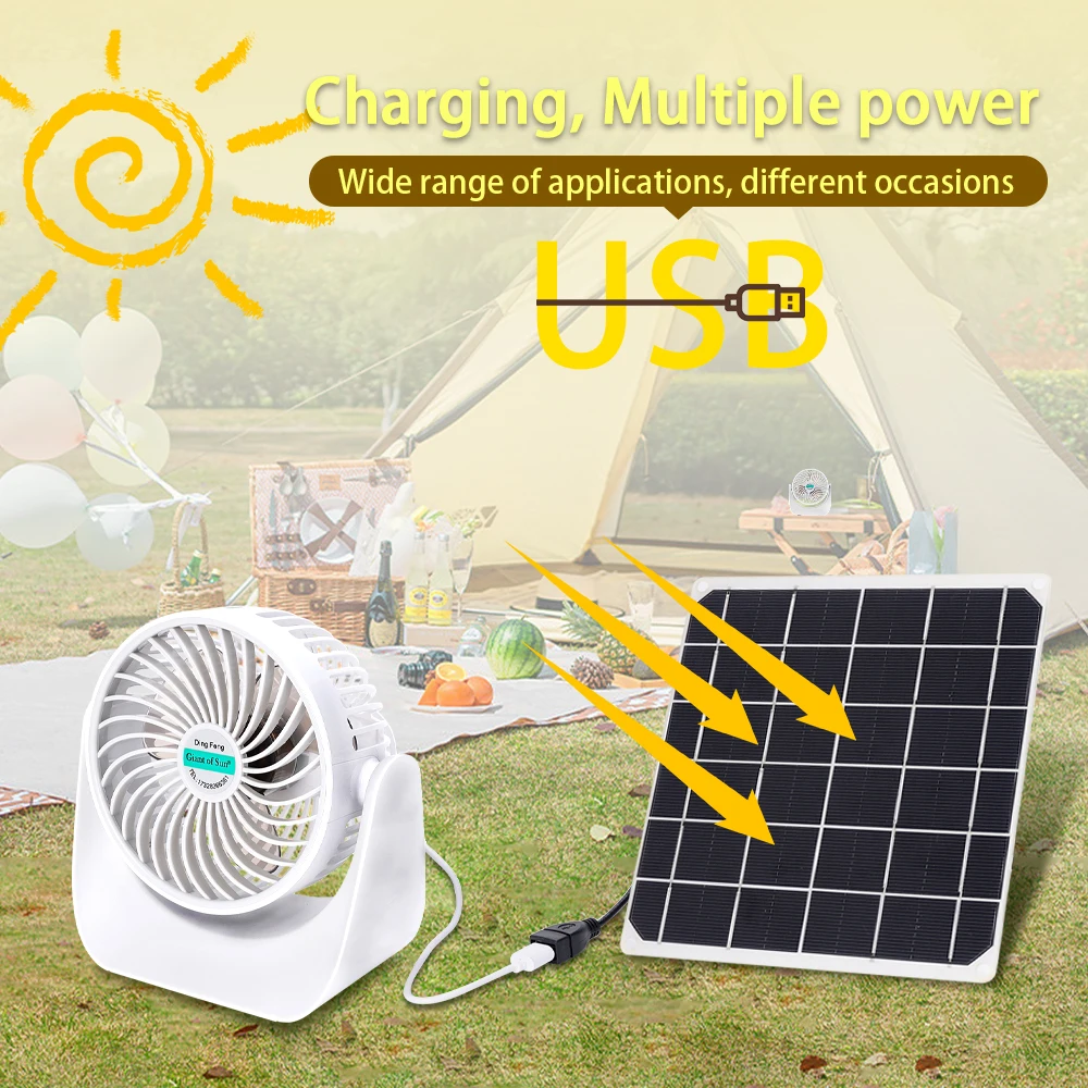 

8W 5V Solar Panel Powered Fan USB 8 Inch Cooling Fan Solar Panel Fan Outdoor Traveling Camping Solar Fan Home Car Desktop Fans