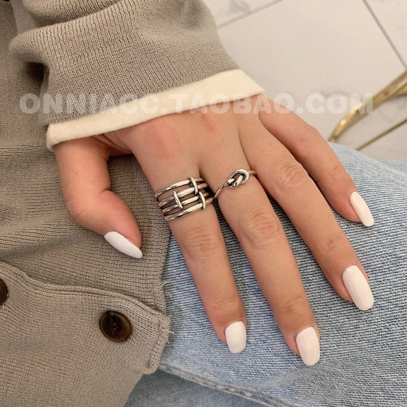 

925 Sterling Silver Fashion Retro Braided Knotted Temperament Ladies Ring Jewelry Wedding Birthday Gift
