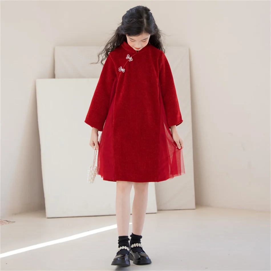 Детский новогодний красный костюм Тан 2020 года традиционная китайская одежда для