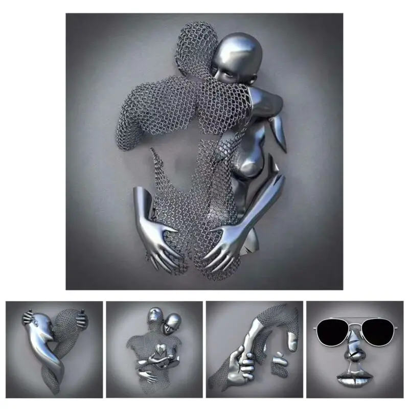 Настенный художественный постер с 3d-эффектом любовного сердца, декоративная металлическая статуя, настенные картины, Постер Lslam, День Святого Валентина, холст, настенное искусство, домашний декор