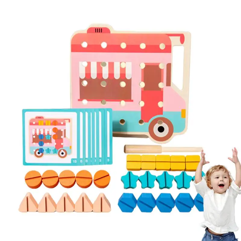 

Wood Nuts Building Set Educational Matching Color Playset Montessori Tools Toy Early Learning Building Activities For Boys And