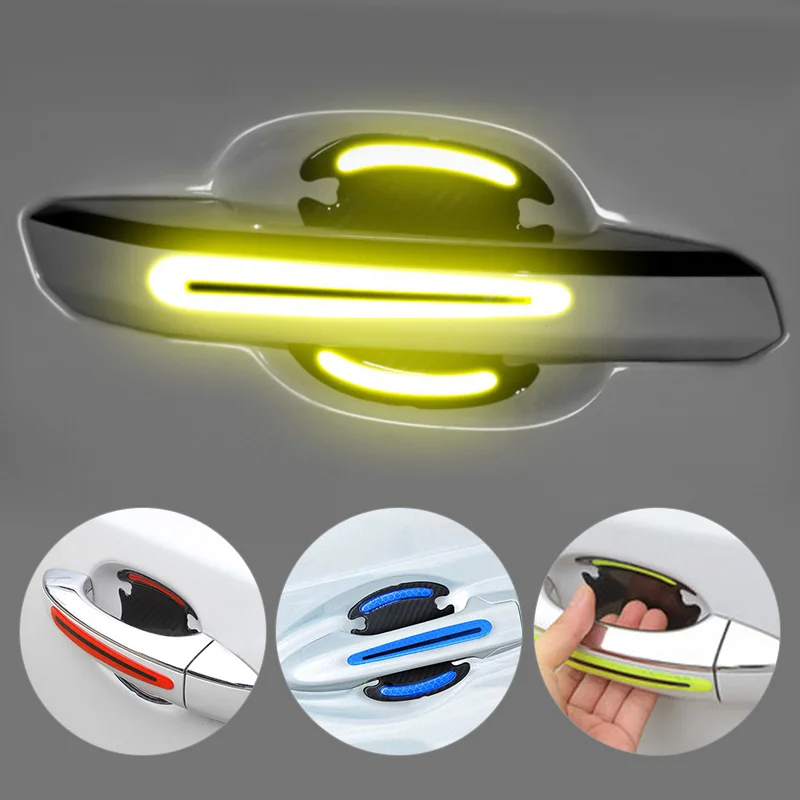 

4PCS Auto Car Door Open Stickers Reflective Safety Warning Decal Universal Car Rearview Mirror Reflective Sticker Anti Collision