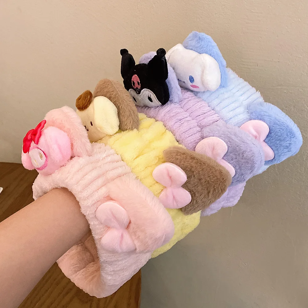 

Обруч для волос Kawaii Kuromi для девочек, инструмент для макияжа с рисунком мелодии, Мультяшные набивные обручи для волос, аксессуары