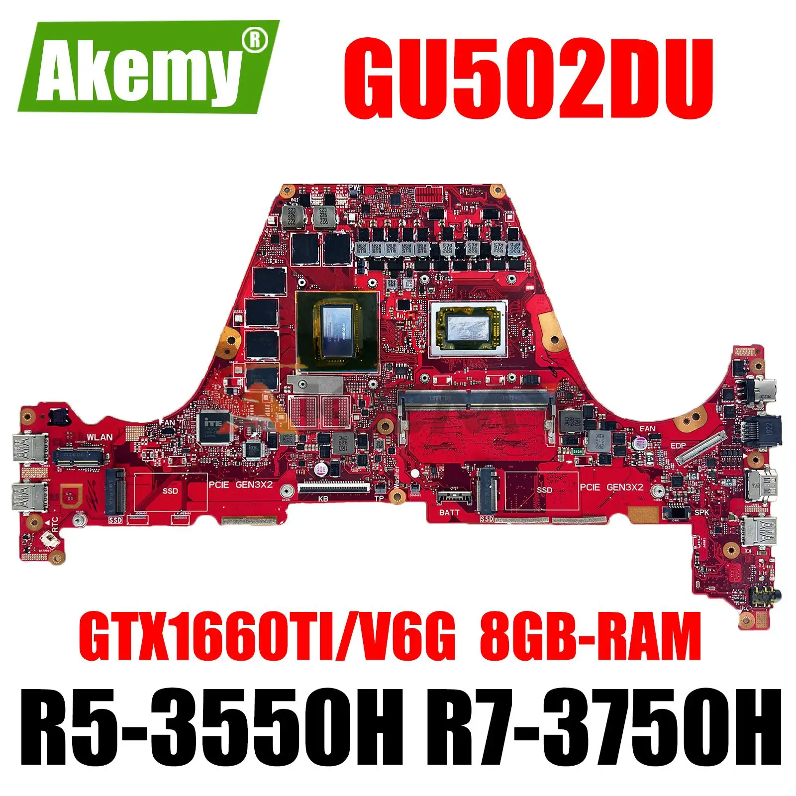 GU502DU R5-3550H GTX1660TI/V6G материнская плата для ноутбука ASUS GU502D GU502 материнская плата GU502DU 8 ГБ ОЗУ протестирована