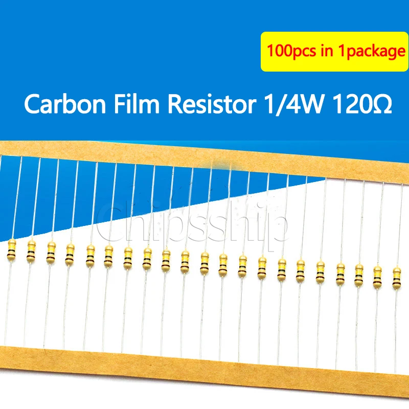 

Carbon Film Resistor 1 4W 120 Ohm 5% Four-color Ring Resistor (100 PCS)