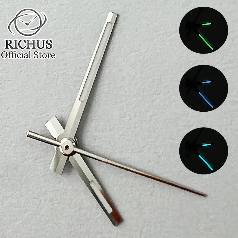 

Серебряные часы, зеленые/синие/светящиеся стрелки, подходит для NH35 NH36, часы с механизмом, аксессуары