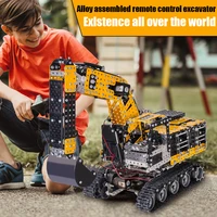 remote control alloy excavator crane dump truck 2 4g 12 channel diy building block rc car construction electric toys for kid boy