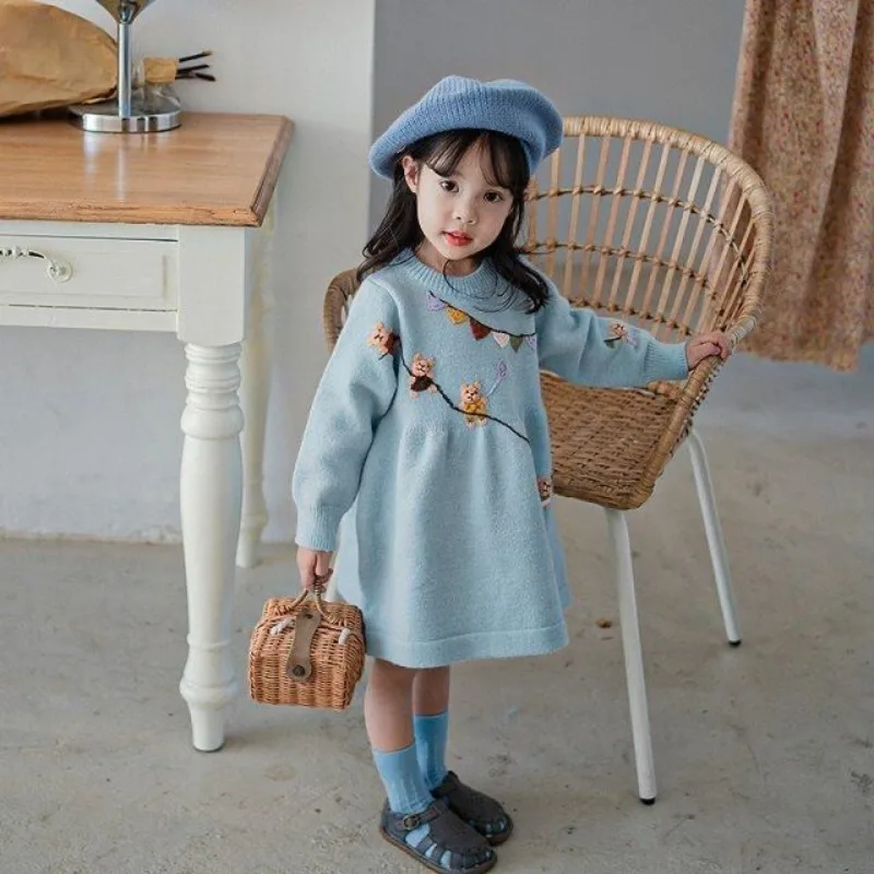 

Girls' dresses autumn and winter new foreign knitted skirts for women baby princess dresses