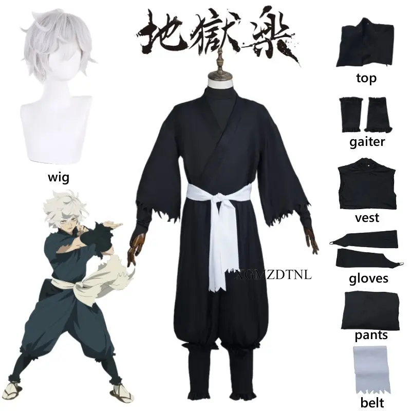 

Костюм для косплея из аниме Hell's Paradise Jigokuraku Gabimaru, черный костюм ниндзя, мужской парик, для ролевых игр на Хэллоуин, новая модель Jigoku Raku Cos
