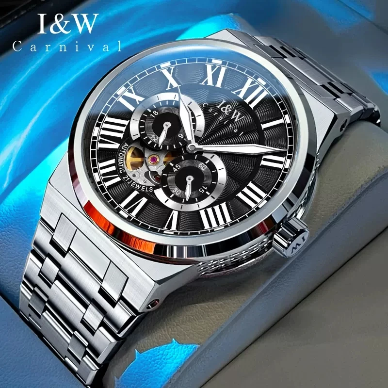 Карнавальные механические часы серии I &amp W от бренда MIYOTA мужские из нержавеющей