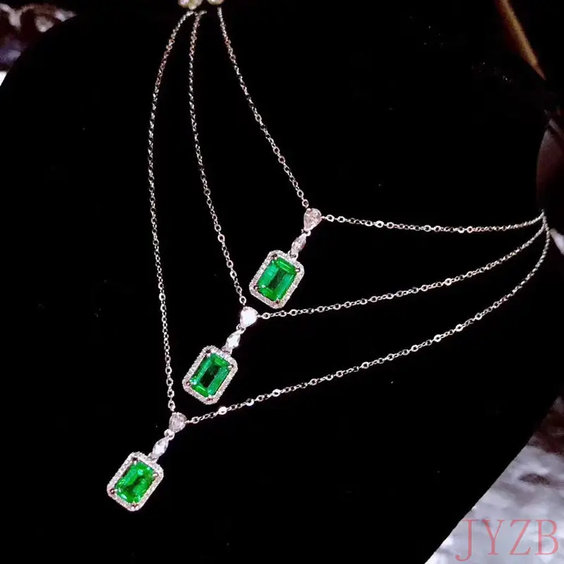 18K gold plated 100% natural emerald S925 Silver pendant Retro pendant DIY necklace material
