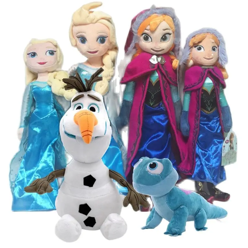 Hot Frozen Elsa Anna Stuffed Dolls Cartoon Animal Snowman Olaf  Fire Lizard Plush Toys Children  gifts