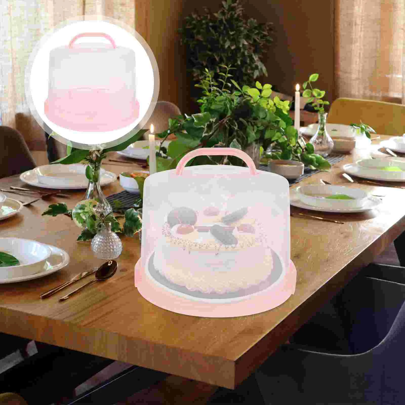 

Portable Cake Box Stand Cupcake Carrier Handheld Case Birthday Clear Multi-function